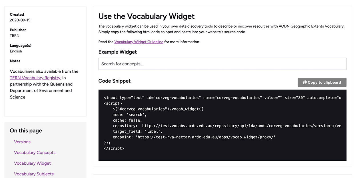 Screenshot of the RVA the Create Widget interface